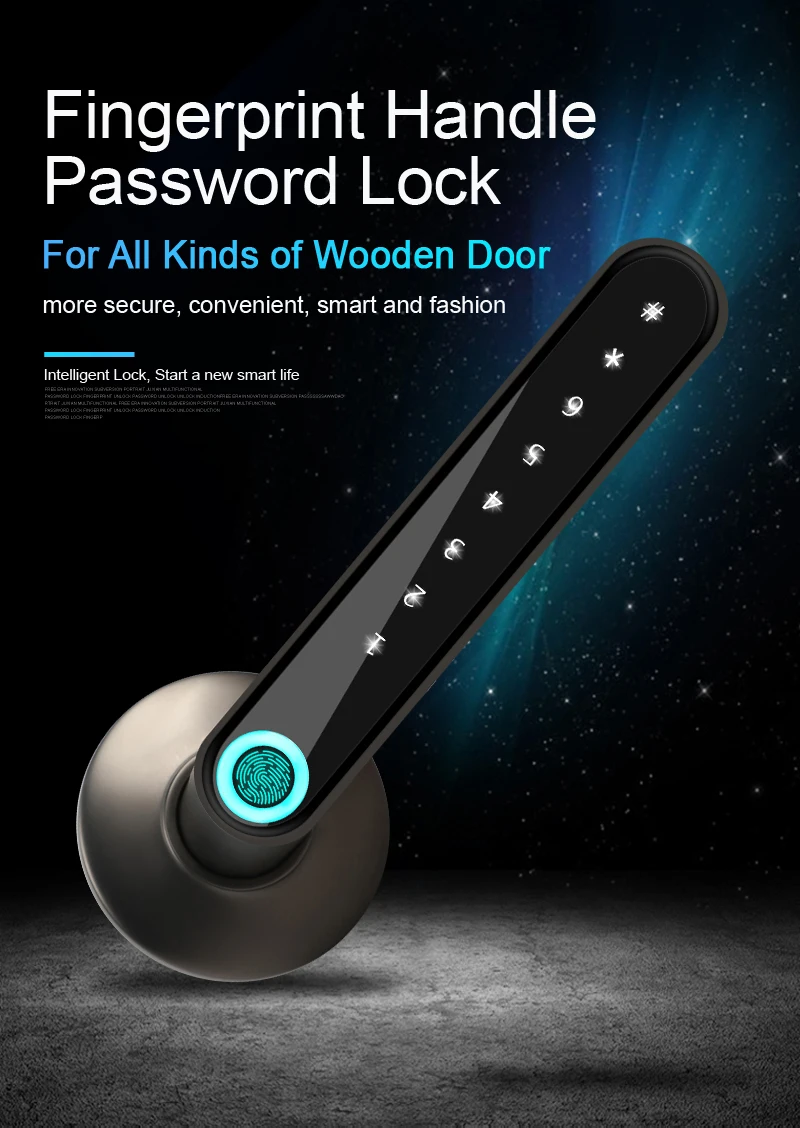 

Fingerprint Door Lock Smart Bluetooth Password Handle Lock APP Unlock Keyless Entry Works with iOS/Android
