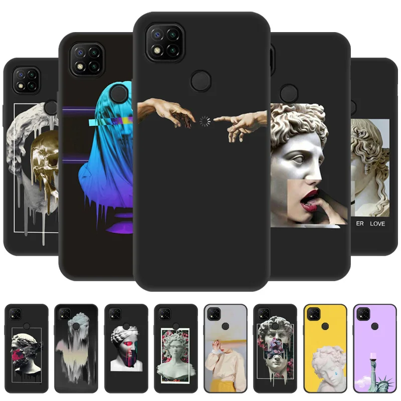 

Silicone Case For Xiaomi Redmi Note 11 Cases Redmi 9C NFC 9T 9A 8 8A 10 Coque K40 Pro K30 Ultra K20 Soft TPU Statue Phone Bumper