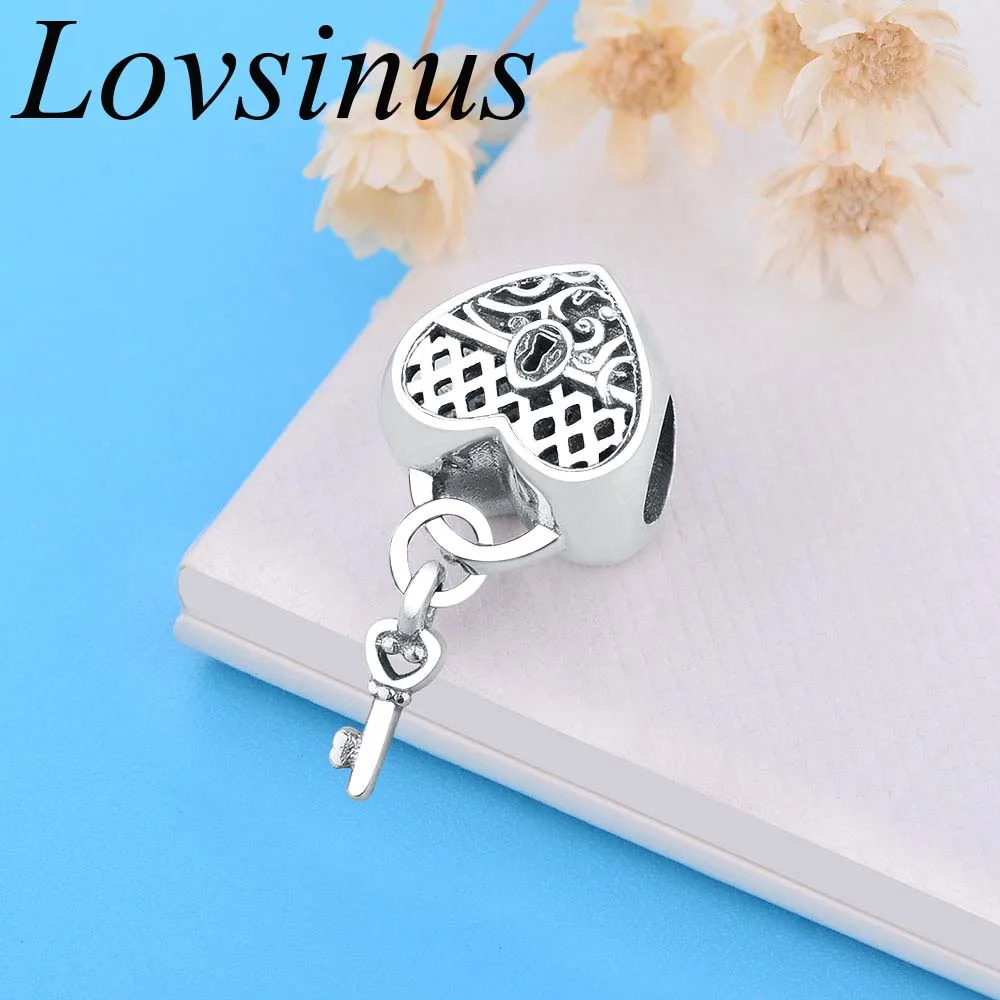 Fit Original Europe Charm Bracelets Authentic 925 Sterling Silver Key to My Heart Dangle For Women Man DIY Jewelry Making | Украшения и
