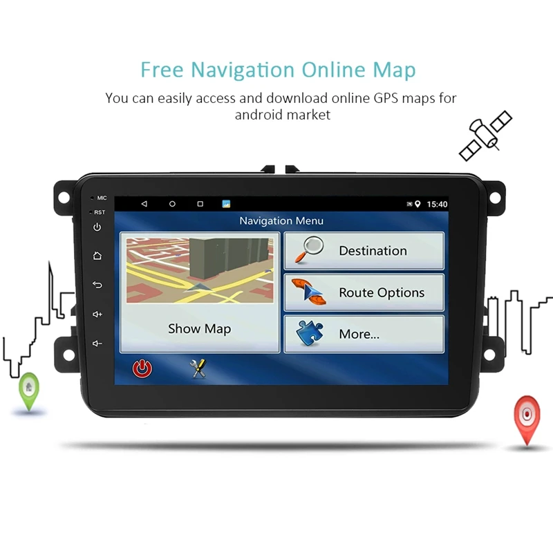 2 Din 8 дюймов Android 1 автомобильный DVD мультимедийный плеер 1G + 16G GPS навигация WIFI Bluetooth