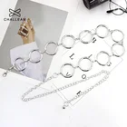 Ремень женский с цепочкой и кольцом, модный элегантный пояс из сплава с круглым кольцом под золото и металл, 2021, 393