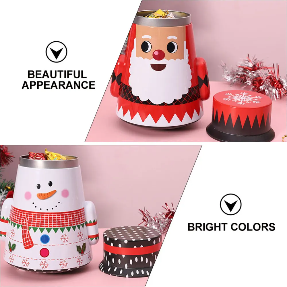 

2Pcs Candy Box Decoration Tumbler Shaped Box Tea Jar Container Christmas Gifts
