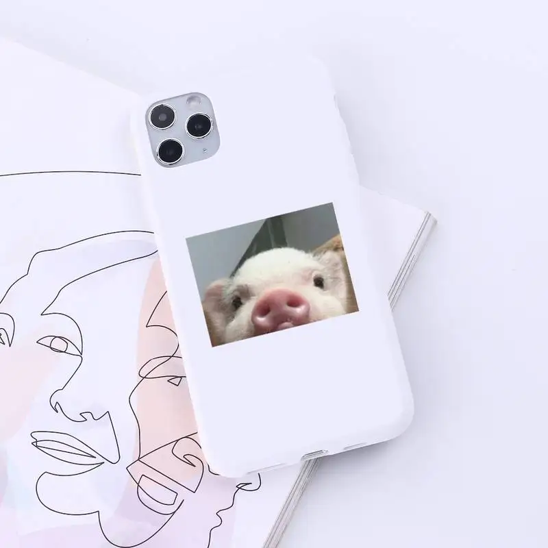 

Cute Little Pink Pet Pig animal Phone Case Candy Color for iPhone 6 7 8 11 12 s mini pro X XS XR MAX Plus