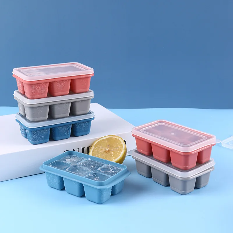 

3pcs Silicone ice tray ice cube ice box freezing mold quick freezer household refrigerator frozen ice box with lid