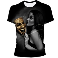 mens 2021 summer new skull print mens short sleeved t shirt 3d printing casual breathable fun t shirt