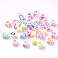 100200300400pcs mixed square smiling acrylic beads charms bracelet necklace for jewelry making diy accessories supplies
