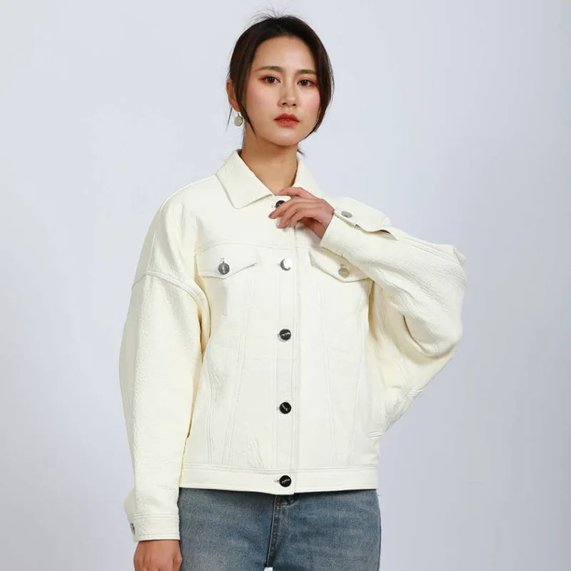 Женская шуба из натуральной кожи элегантное белое пальто 2021 овчины в Корейском