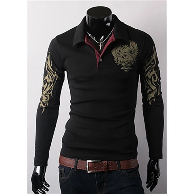 

doxvhd Brand Men Polo Shirt Mens Long Sleeve Letter Printed Polo Shirts Camisa Polos Masculina Popular Casual Cotton M-3XL Tops