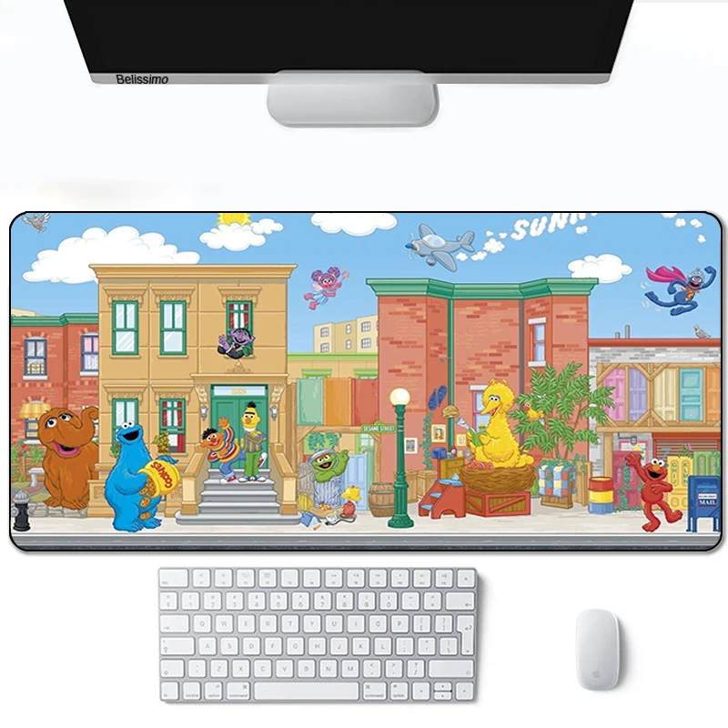 

Cartoon Sesame Street Mouse Pad Gamer Computer Large 900x400 For Desk mat Keyboard E-sports gaming accessories mousepad 30x60