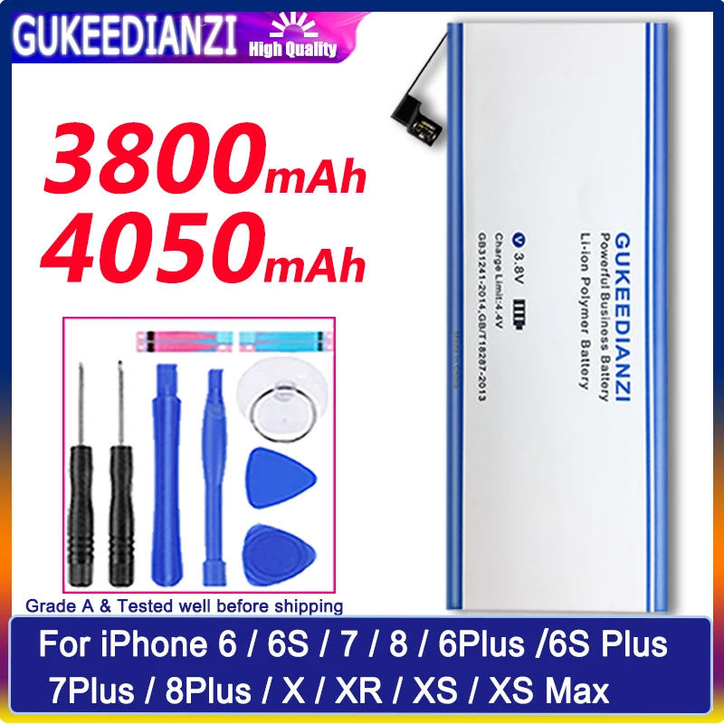 GUKEEDIANZI батарея большой емкости для Apple iPhone 6S 6 7 8 Plus X XR XS MAX Замена Bateria Мобильный