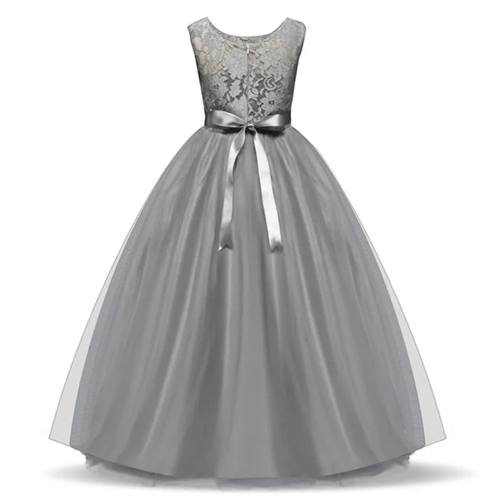 Платье принцессы для девочек; элегантные свадебные платья с бантом и цветочным узором для девочек; длинное фатиновое платье для дня рождения; vestido infantil От 5 до 14 лет