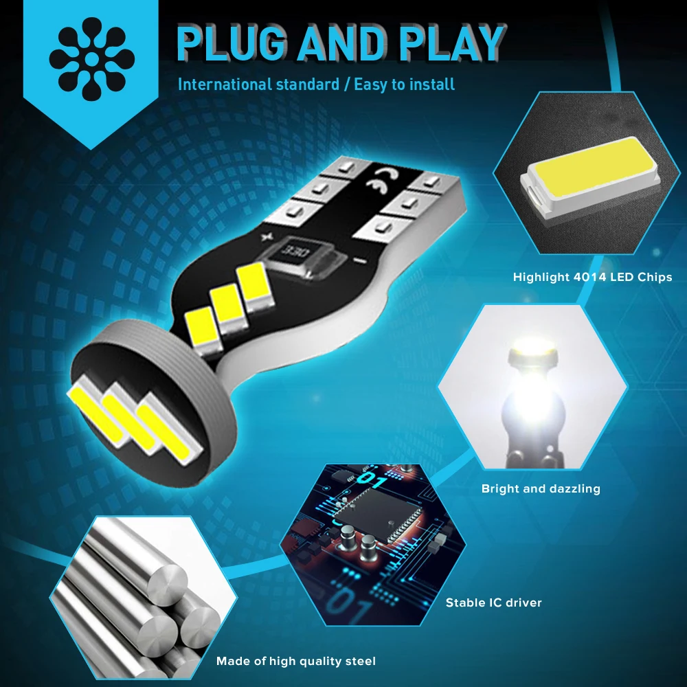Комплект светодиодных ламп W5W светодиодный 10 Canbus 4014 SMD для парковочного освещения