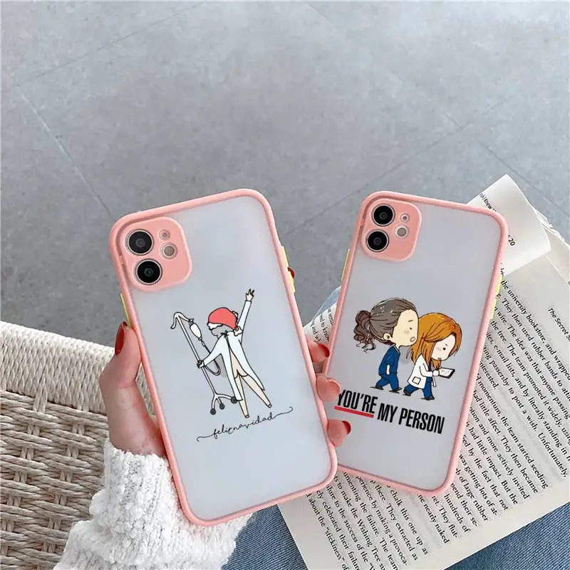

Greys Anatomy You are my person Phone Case For iPhone 12 11 Mini Pro XR XS Max 7 8 Plus X Matte transparent Pink Back Cover