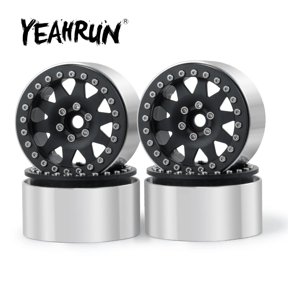 

YEAHRUN 1/4PCS Alloy Beadlock 35mm Width 2.2 inch Wheel Rims Hubs for Axial Wraith 90018 1/10 RC Rock Crawler Car