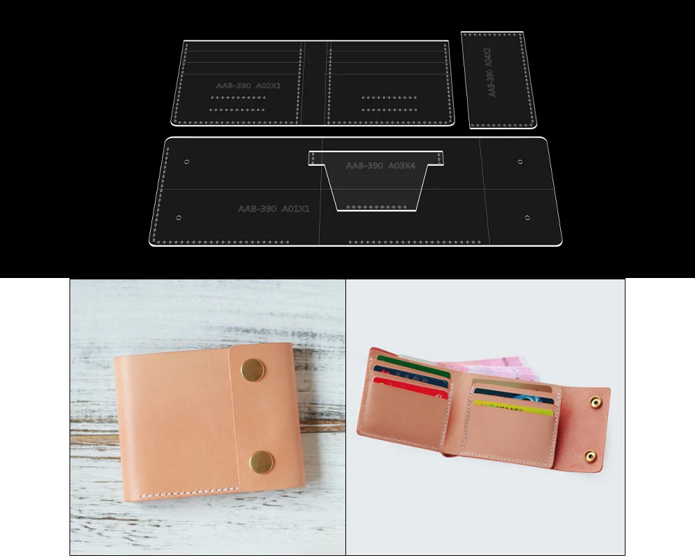 Бумажник с акриловым рисунком Сделай Сам кожаные товары ручной работы короткий