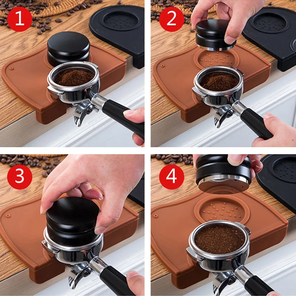 

Anti-slip Coffee Tamper Mat Pressed Powder Pad Silicone Corner Powder Filler Pad Coffee Machine Accessories