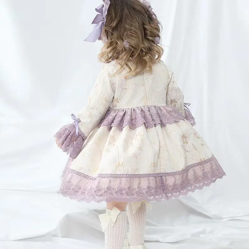 Calcetines hasta la rodilla con lazo para ni&ntilde;as peque&ntilde;as, medias s&oacute;lidas de princesa, de malla transpirable, accesorios de estilo espa&ntilde;ol-2
