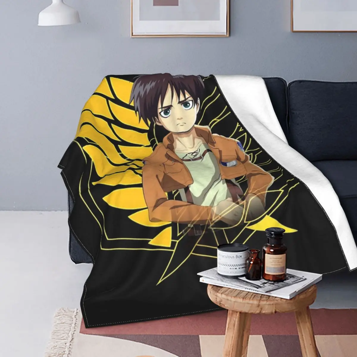 

Manta a cuadros de Attack On Titan 2, cobertor para cama, toalla de playa, manta de muselina, colcha de verano