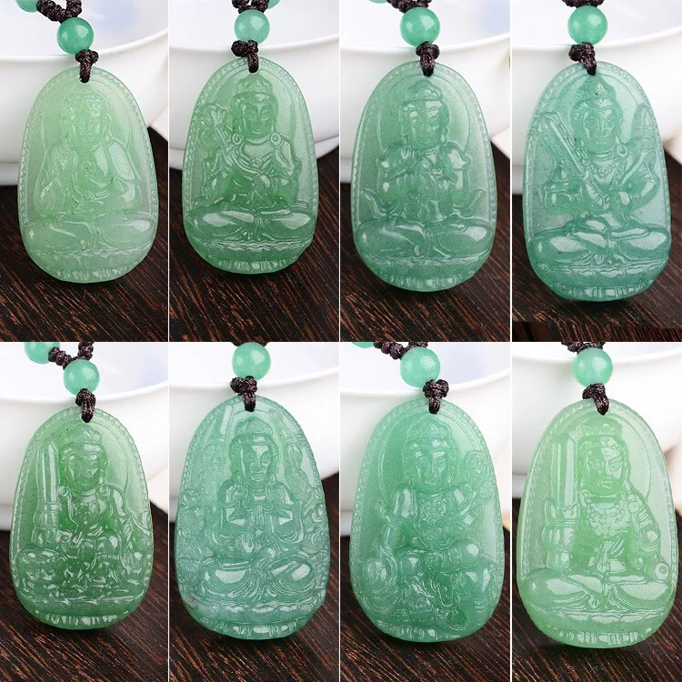 OMHXZJ Wholesale ZB450 European Fashion Birthday Wedding Gift Natural Stone Fine Aventurine Zodiac Signs Buddha Pendant Charm | Украшения и