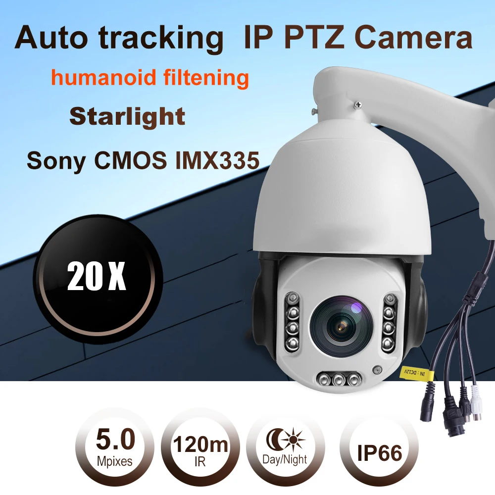 IMPORX 5MP wifi Автоматическая отслеживающая ip-камера 20X оптический зум слежение за человеком высокоскоростная купольная ip-камера 2592x1944 PTZ сетевая камера s