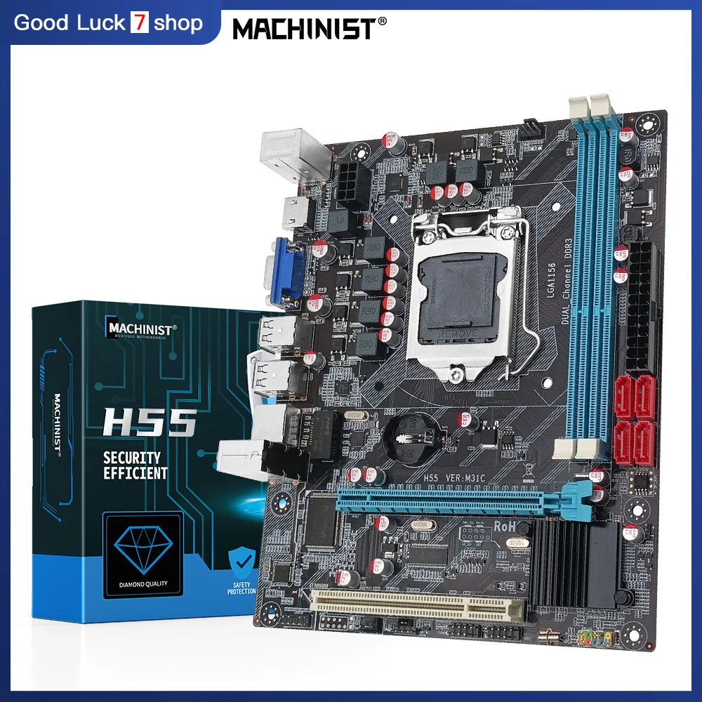 machinist h55 motherboard lga 1156 set kit with intel core i5 760 processor ddr3 8gb24gb 1600mhz desktop ram h55 verm31c free global shipping