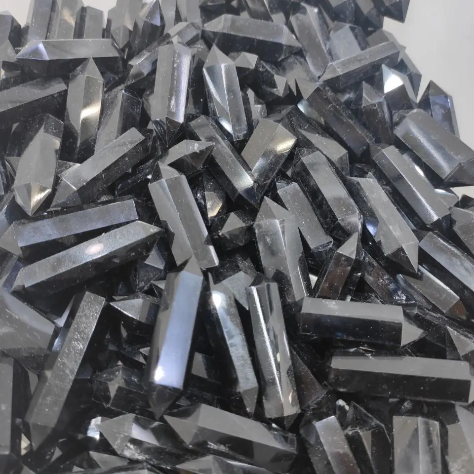 

4-5cm Natural obsidian double wand points polished quartz mineral crystals healing stones reiki decoration