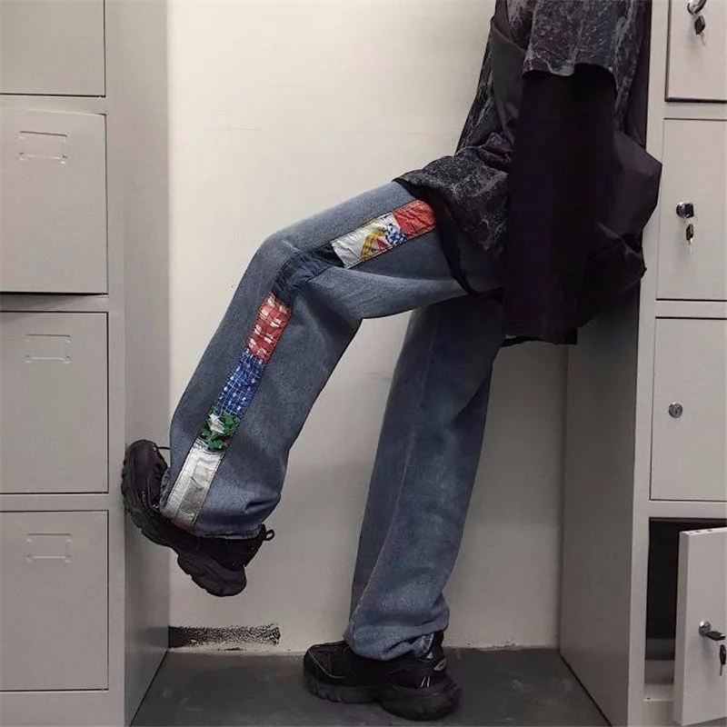 

Джинсы женские свободные с высокой талией, повседневные Широкие штаны в корейском ретро стиле, универсальные Простые Модные брюки в полную ...