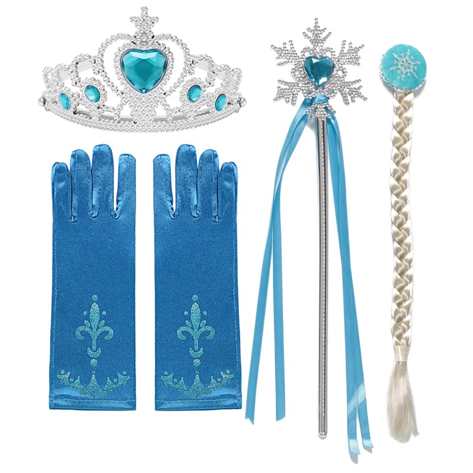 

Girls Elsa Accessories Wig Gloves Wand Crown Jewelry Set Elsa Wig Braid Birthday Princess Party Halloween Snow Queen 2 White Wig