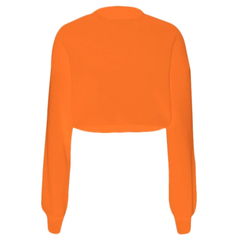 

Women Long Sleeve O-Neck Sweatshirt Bright Solid Color Oversized Loose Crop Top 23GE