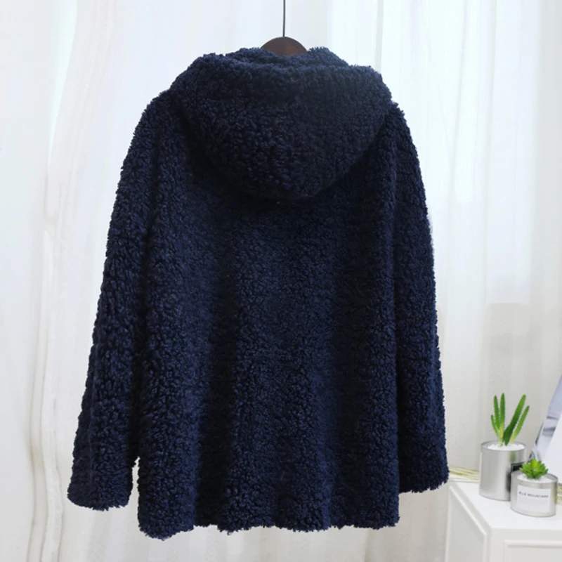 Куртка из искусственного меха с капюшоном большого размера, Женская пушистая лохматая Шуба на молнии из искусственного меха, женская зимняя коллекция, утолщенная теплая куртка, меховое пальто
