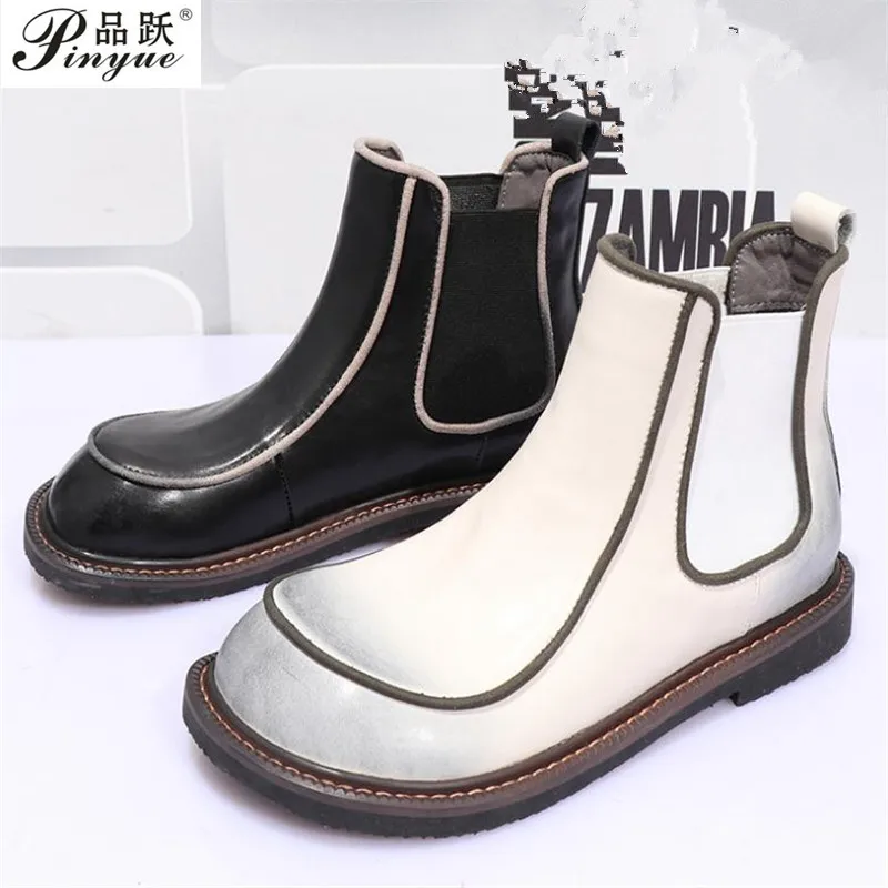 

New Chelsea Boots Women Ankle Boots Chunky Winter Shoes Platform Ankle Boots Slip on Chunky Heel Boot Brand Designer