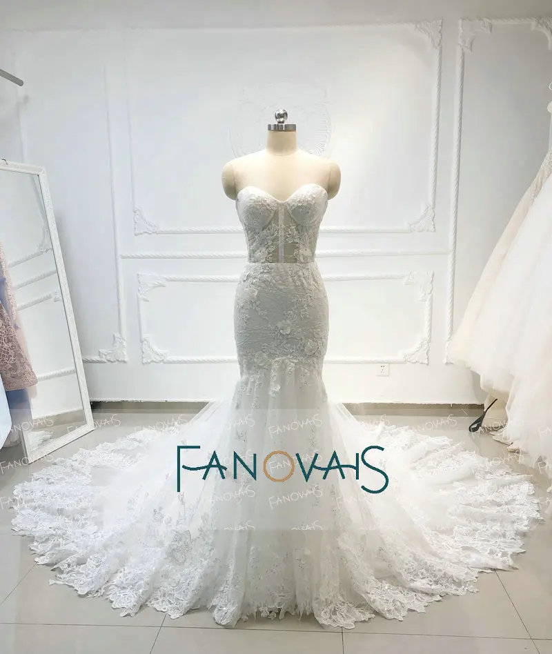 Сексуальное свадебное платье русалки 2019 с милым кружевом suknia slubna es robe de