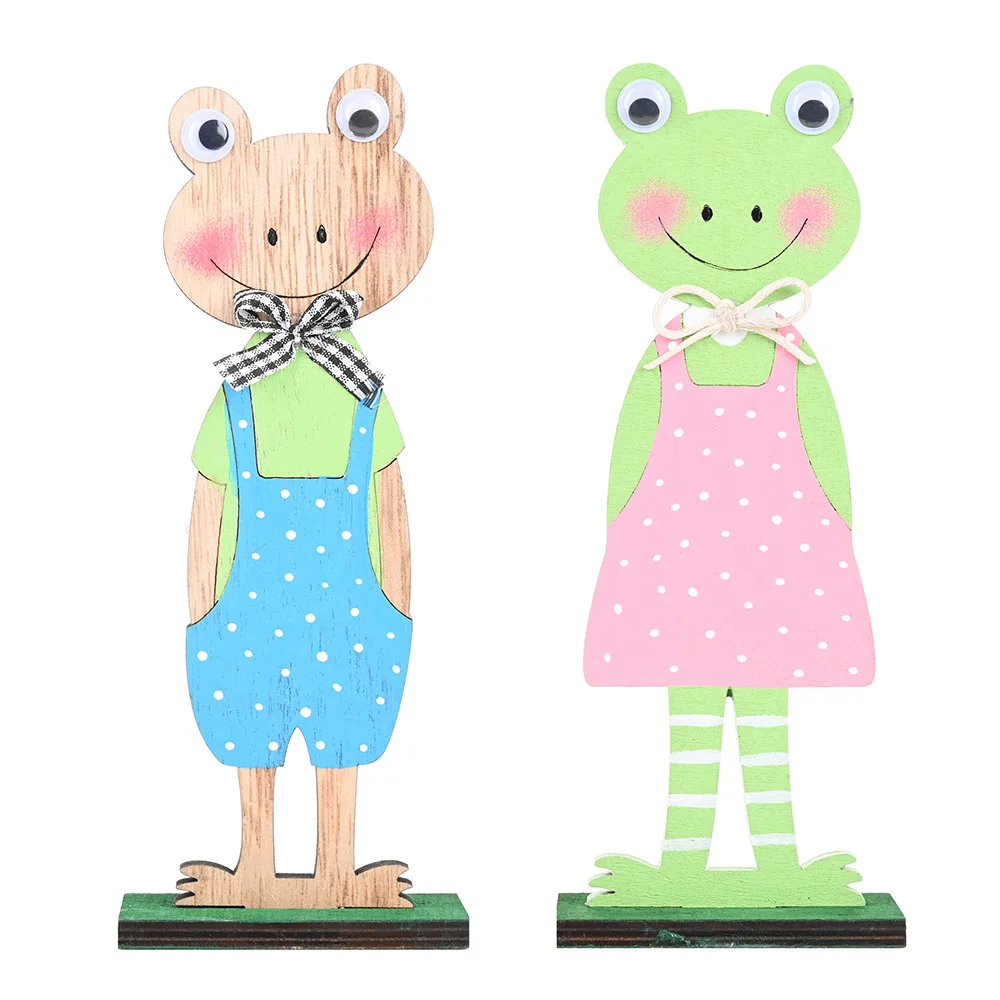 Пасхальный кролик лягушка деревянное украшение для дома и рабочего стола