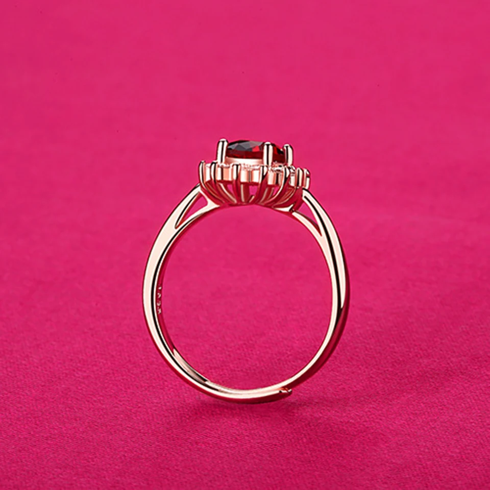 ЦИРКОНИЕВЫЕ красные кольца с синим камнем для женщин розовое золото серебристый цвет открыт Регулируемый Обручальное Свадебное женское кольцо модное ювелирное изделие