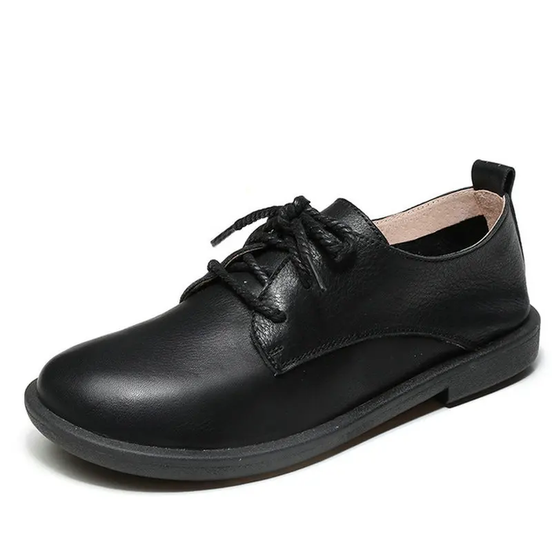 Туфли женские из натуральной кожи однотонные плоская подошва повседневные для