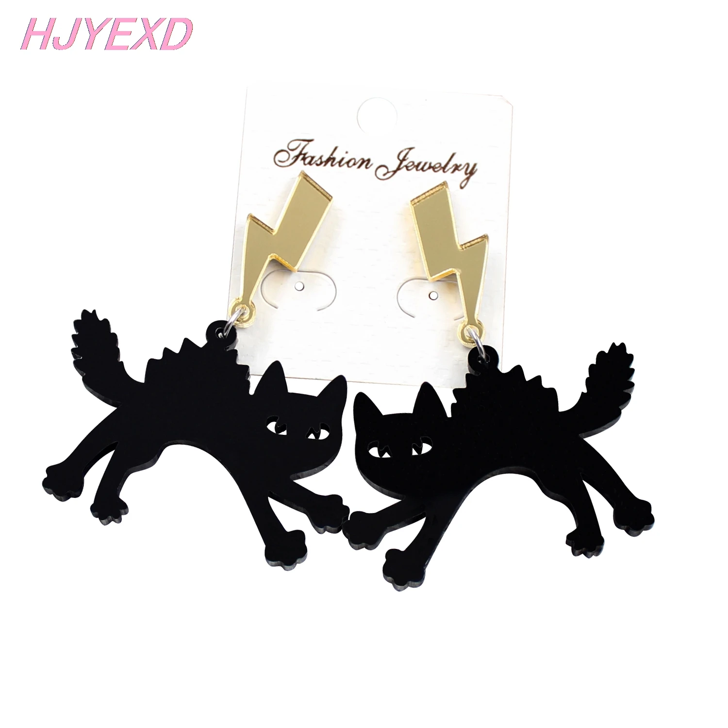 (1 пара) HP042-серьги-подвески с молнией черные Коты Хэллоуин акриловые серьги |