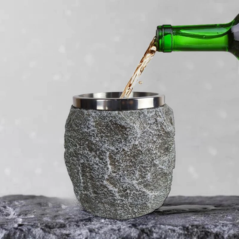 

Stone Rock Stainless Steel Beer Cups Mugs Shaped Coffee Imitation Stones Tea Coffee Travel Mug