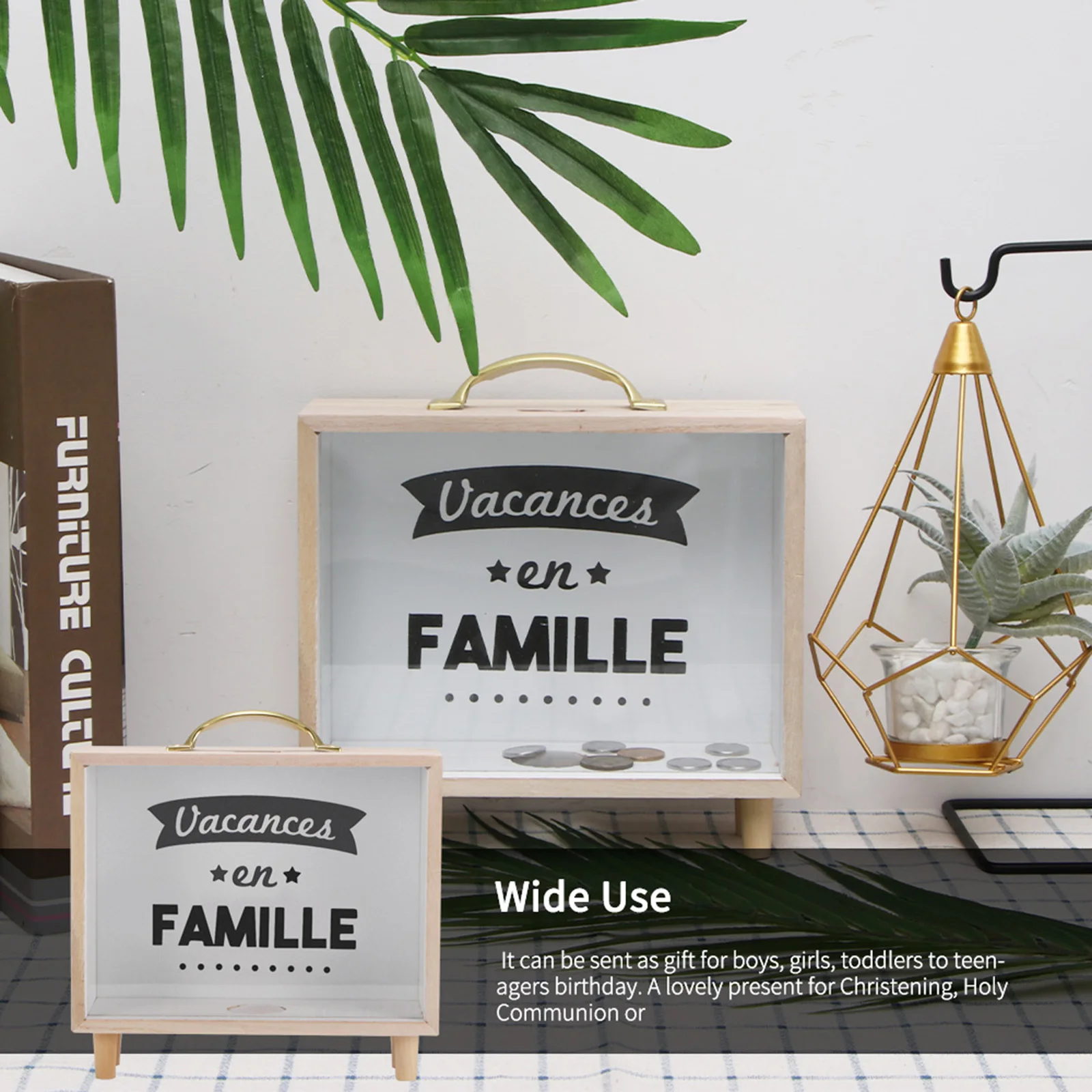 Деревянная поделка копилка контейнер домашняя прозрачная винтажная подставка с