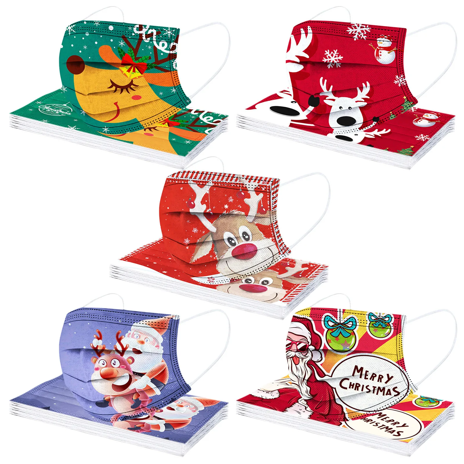 

50pcs Adult Face Mask Christmas Proteccion Disposable Masks Women 3-ply Covers Fashion Christmas Cosplay Mascara Navid Маска