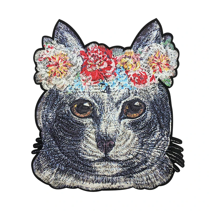 

2 Piece Fashion Cute Rose Black Cat Embroidery Animal Patch Baby's Clothing Backpack Decoration Applique Sew On DIY Accessories