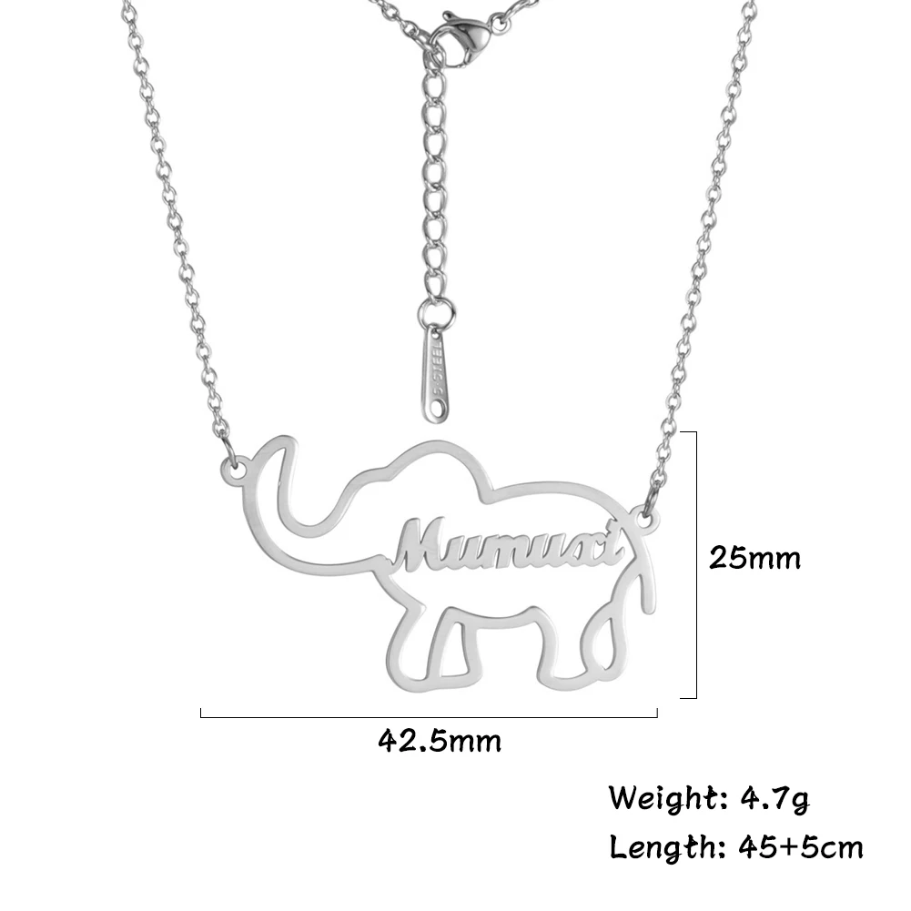 

Cazador Customized Fashion Stainless Steel Name Elephant Necklace Personalized Neck Chains for Women Gifts Wholesale Jwelery