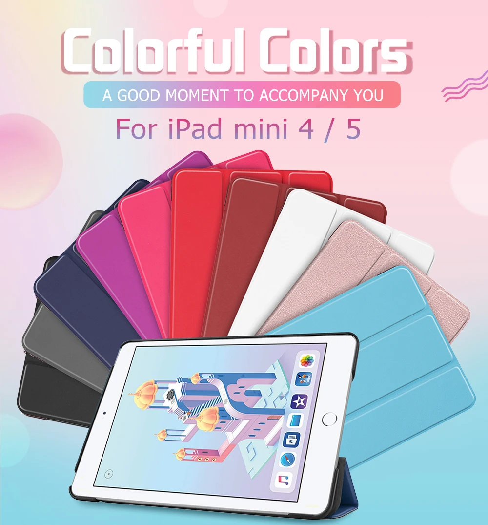 Чехол для iPad Mini 1 2 3 из искусственной кожи силиконовый чехол для планшета для iPad Mini 4 5 трехслойный чехол-подставка для сна