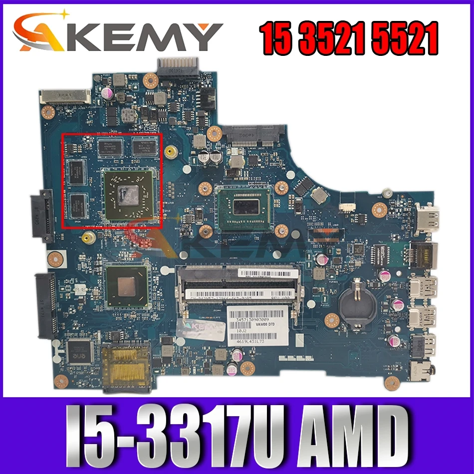 

Akemy LA-9104P Laptop motherboard for Dell Inspiron 15R 3521 5521 original mainboard I5-3317U AMD video card