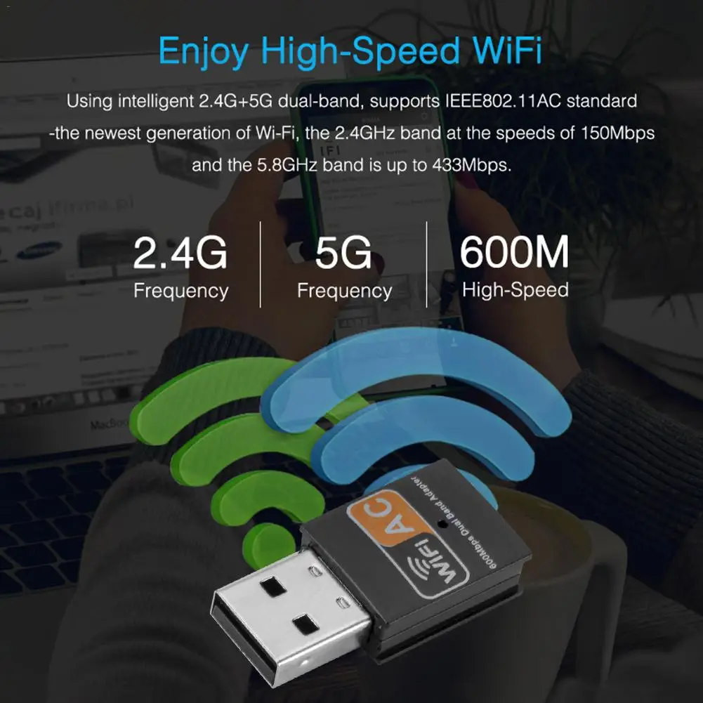 Беспроводной 600 Мбит/с Wifi адаптер AC 2,4G 5G встроенная печатная плата антенна USB приемник Бесплатный привод Антенна ПК компьютер беспроводная сетевая карта