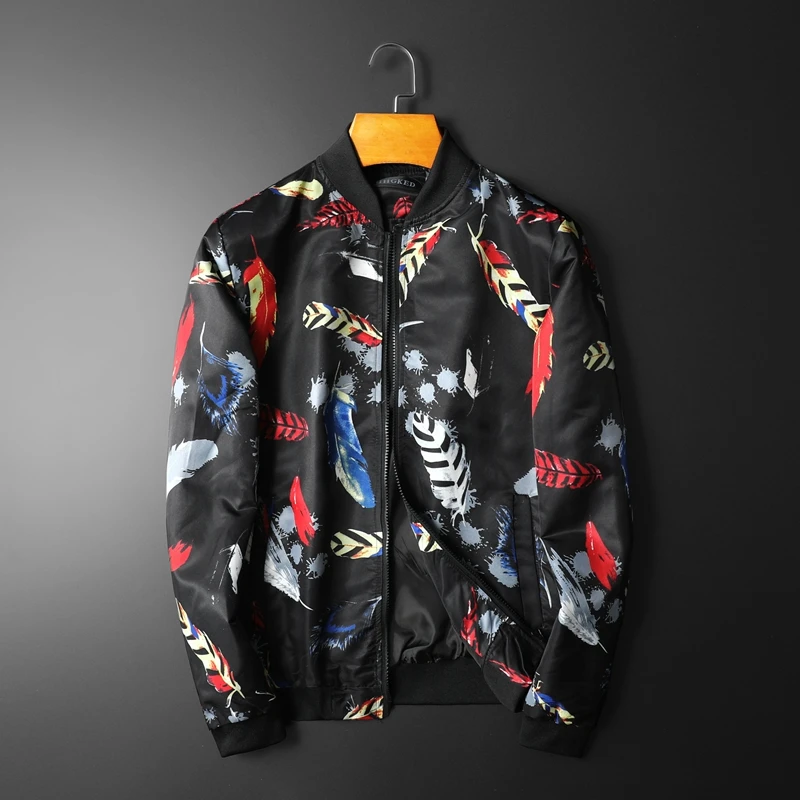 

Куртка-бомбер мужская с цветочным принтом, на молнии, батальных размеров, 5XL