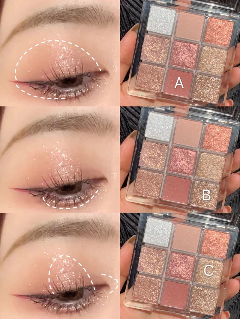 

9 Colors Pearlescent Matte Eye Shadow Palette Glitter Waterproof Long-Lasting Eyeshadow Palette Nude Make Up Set