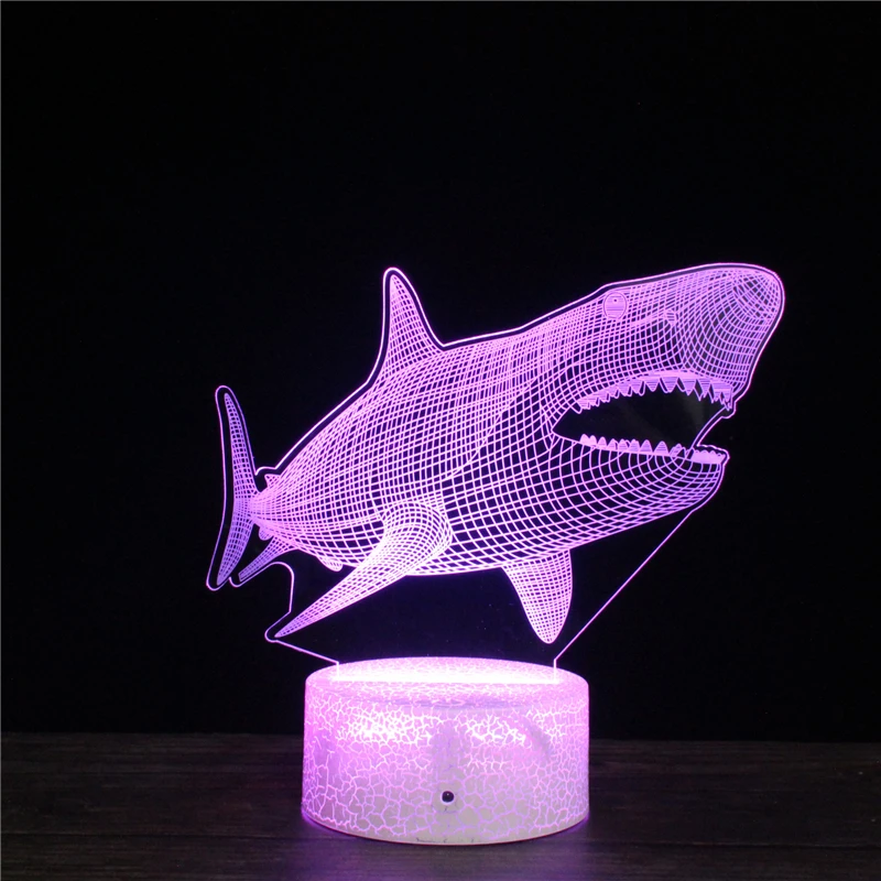 

King of The Ocean Acrylic 3D Lamp Shark 7 Color Change Night Light Baby Gifts LED USB Desk Lamp Atmosphere Decor Souvenir Remote