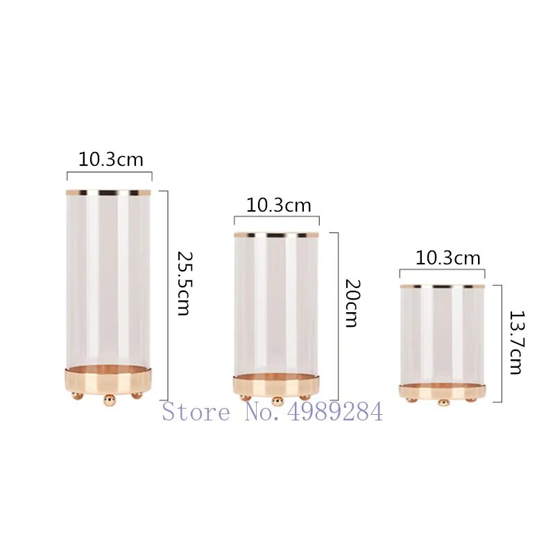 Стеклянная ваза золотистая прозрачная металлическая современная домашняя