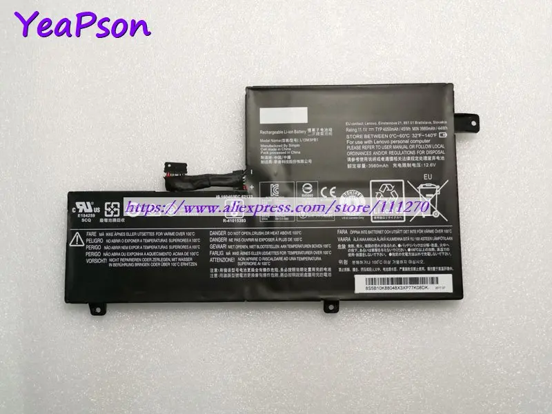 Подлинная батарея Yeapson L15M3PB1 L15L3PB1 11 1 V 4050mAh для ноутбука Lenovo IdeaPad N22 N22-20 | Компьютеры