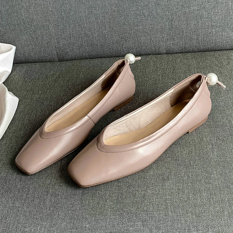 EshtonShero/женские балетные туфли с квадратным носком кожаные женские